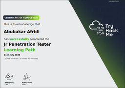 Jr Penetration Tester Certificate